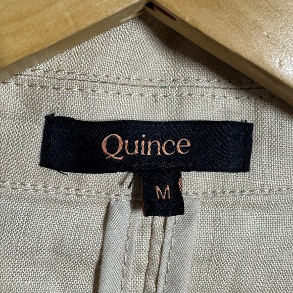 Quince Blazer Women M Tan Driftwood 100% Linen Minimal Modest Workware Career - Picture 8 of 9